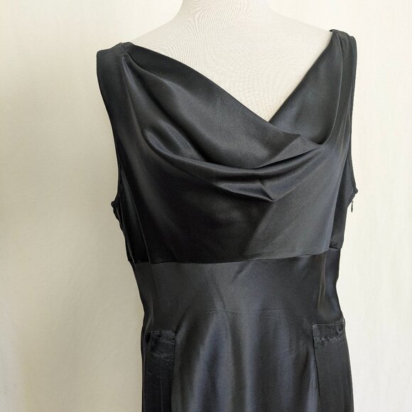 Banana Republic Black Silk Party Dress Bias Cut Satin Sz 14 - Picture 3 of 15